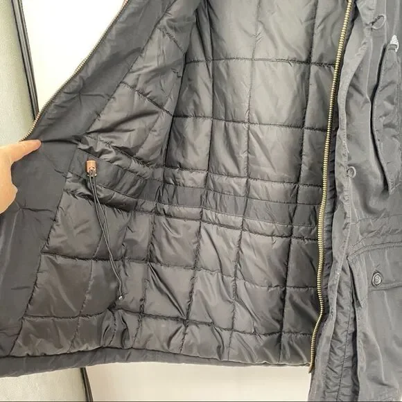 Timberland Fur Trim Quilted Button Pocketed Zip Parka Jacket outerwear urban - Picture 9 of 13